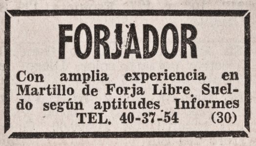 1971 Primer anuncio de reclutamiento de FRISA.