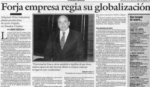 1996 Nota De Periódico. Forja Empresa Regia Su Globalización.