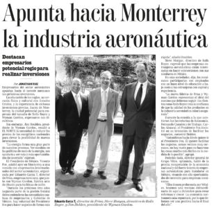 2003 CC Apunta Hacia Monterrey La Industria Aeronáutica. Nota De Periódico. Copy