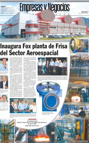 2003 CC Inaugura Fox Planta De FRISA Del Sector Aeroespacial. Nota De Periódico. Copy
