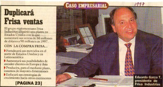 1997 Nota De Periódico  Duplicará FRISA Ventas